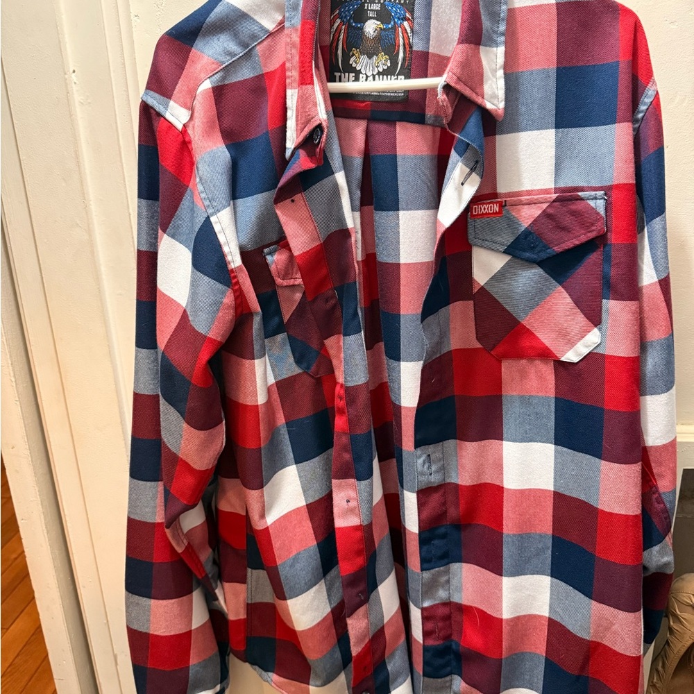 DIXXON Red and Blue Plaid Men's Flannel Shirt